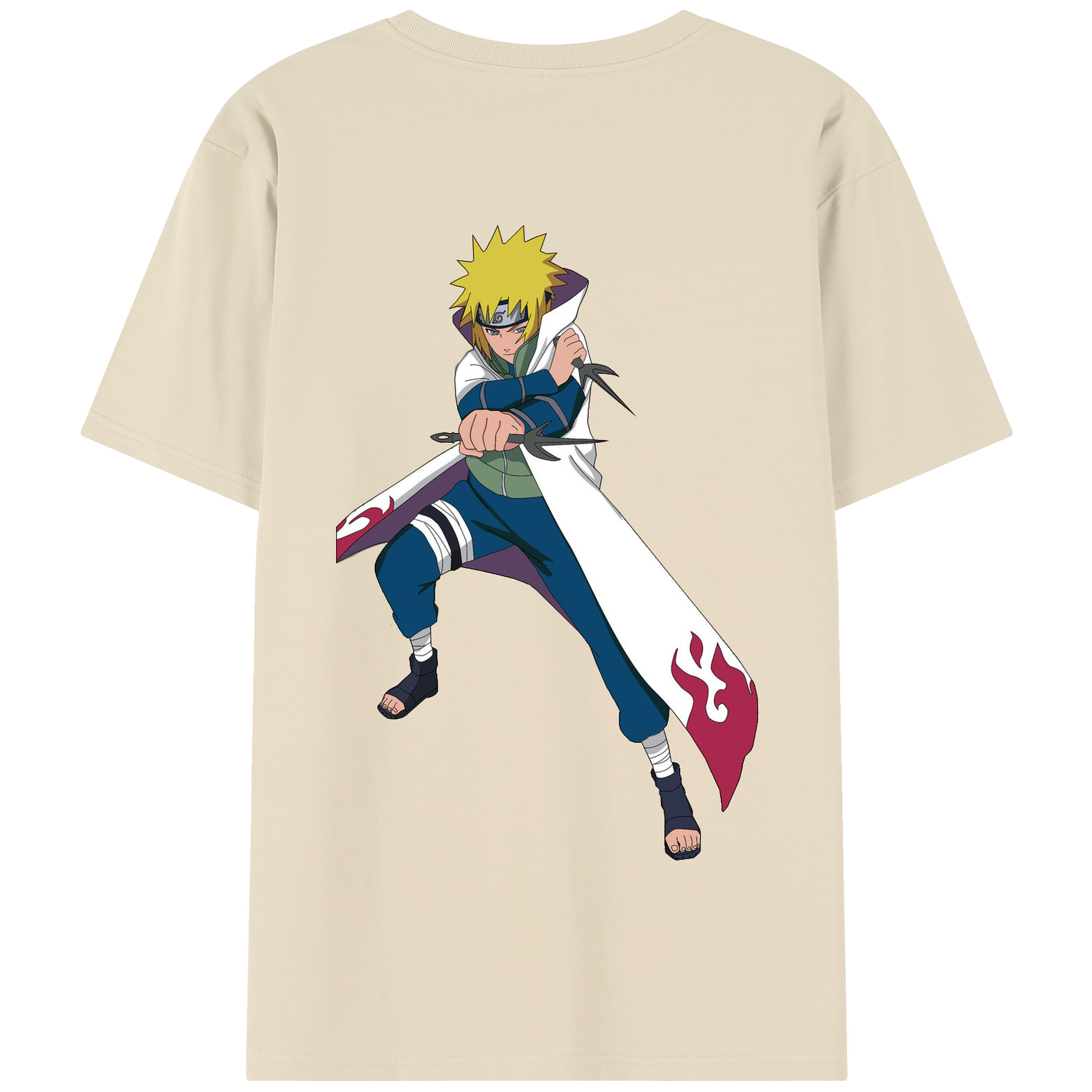 （画像用） NARUTO -ナルト- 波風 ミナト Namikaze Minato 綿100％半袖Tシャツ（背面プリント）