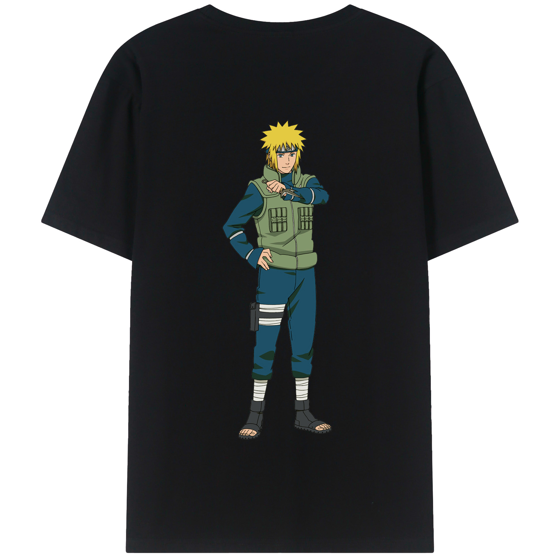 （画像用） NARUTO -ナルト- 波風 ミナト Namikaze Minato 綿100％半袖Tシャツ（背面プリント）