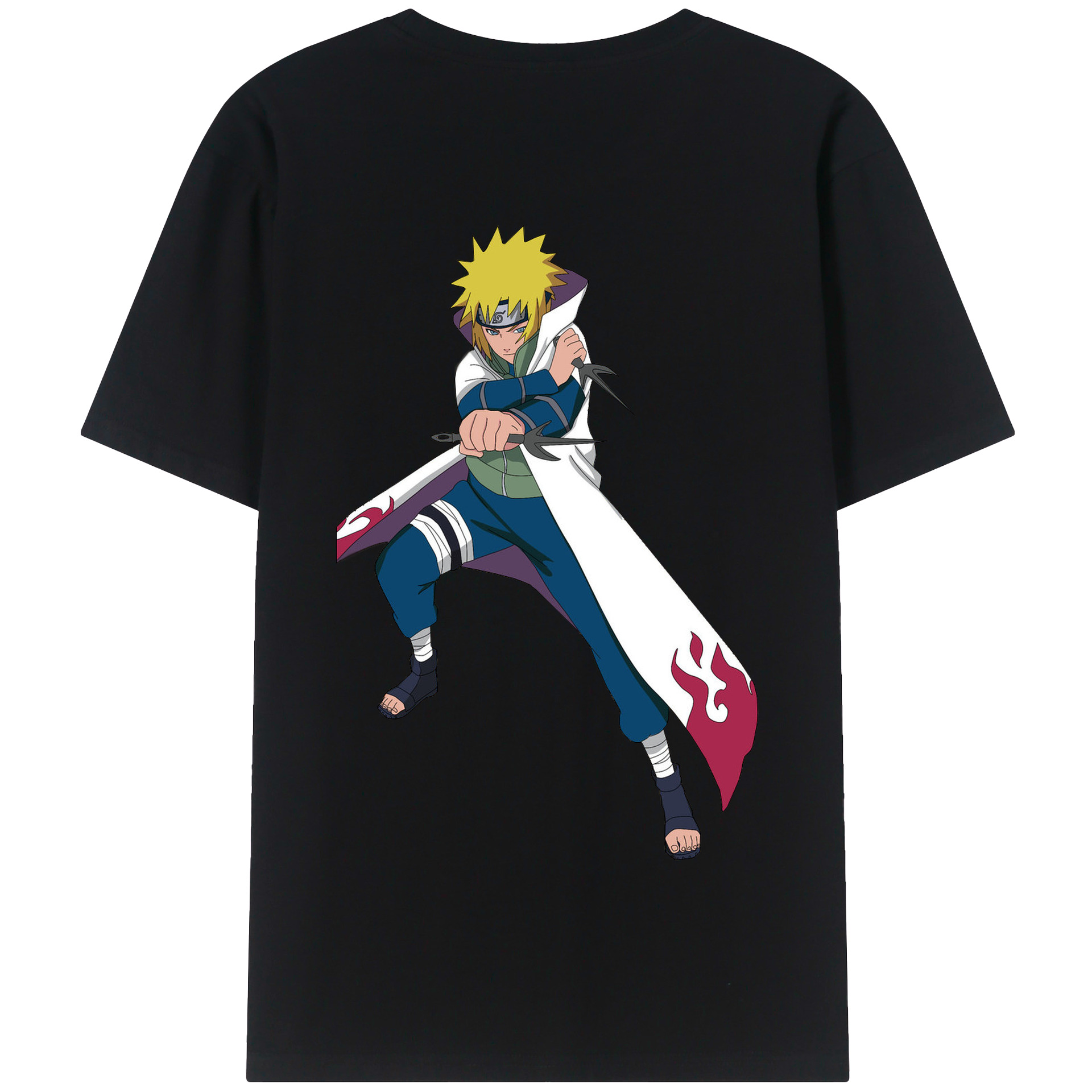 （画像用） NARUTO -ナルト- 波風 ミナト Namikaze Minato 綿100％半袖Tシャツ（背面プリント）