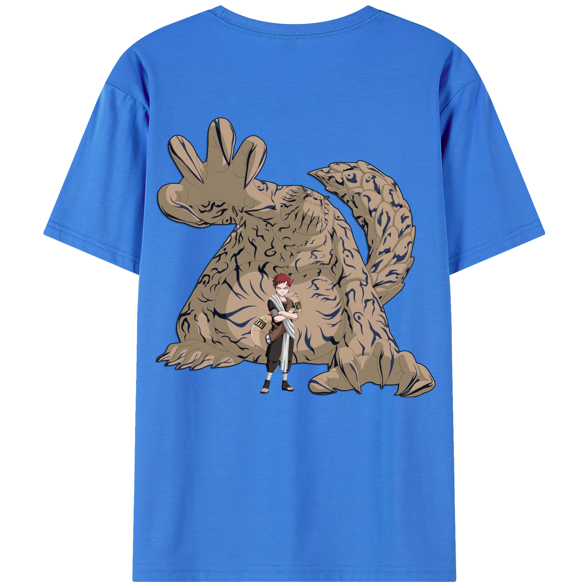 （画像用） NARUTO -ナルト- ガアラ Gaara 綿100％半袖Tシャツ（背面プリント）