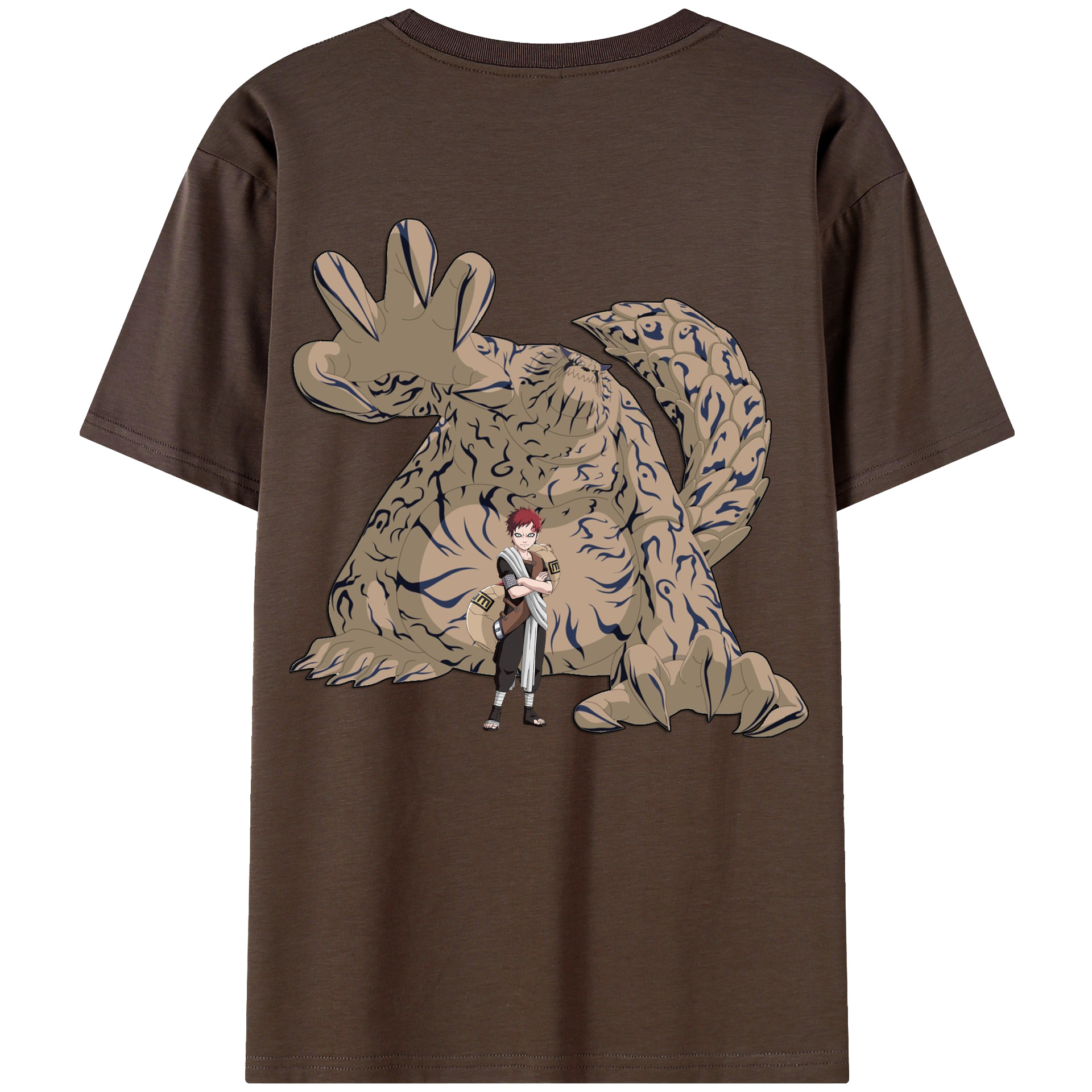 （画像用） NARUTO -ナルト- ガアラ Gaara 綿100％半袖Tシャツ（背面プリント）