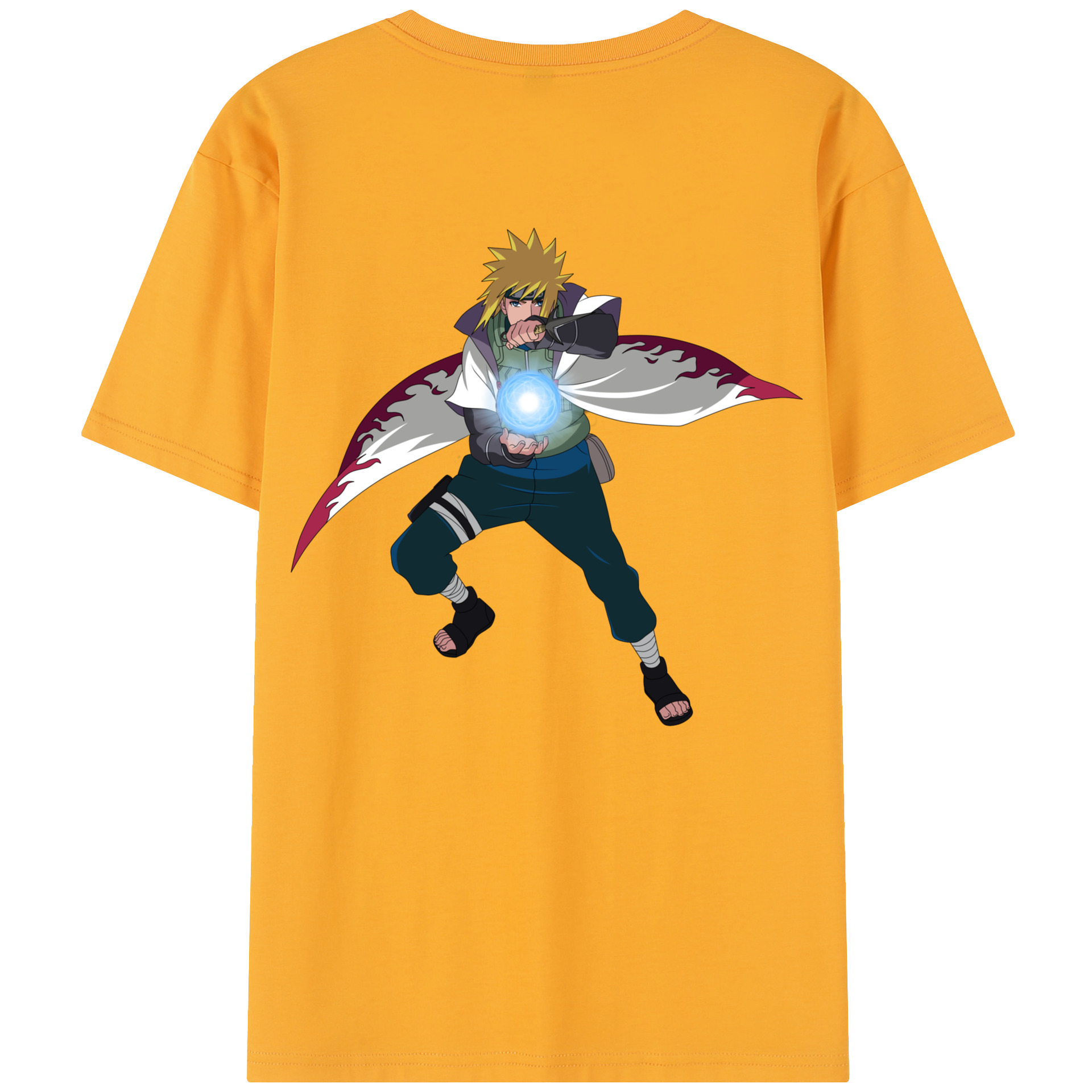 （画像用） NARUTO -ナルト- 波風 ミナト Namikaze Minato 綿100％半袖Tシャツ（背面プリント）