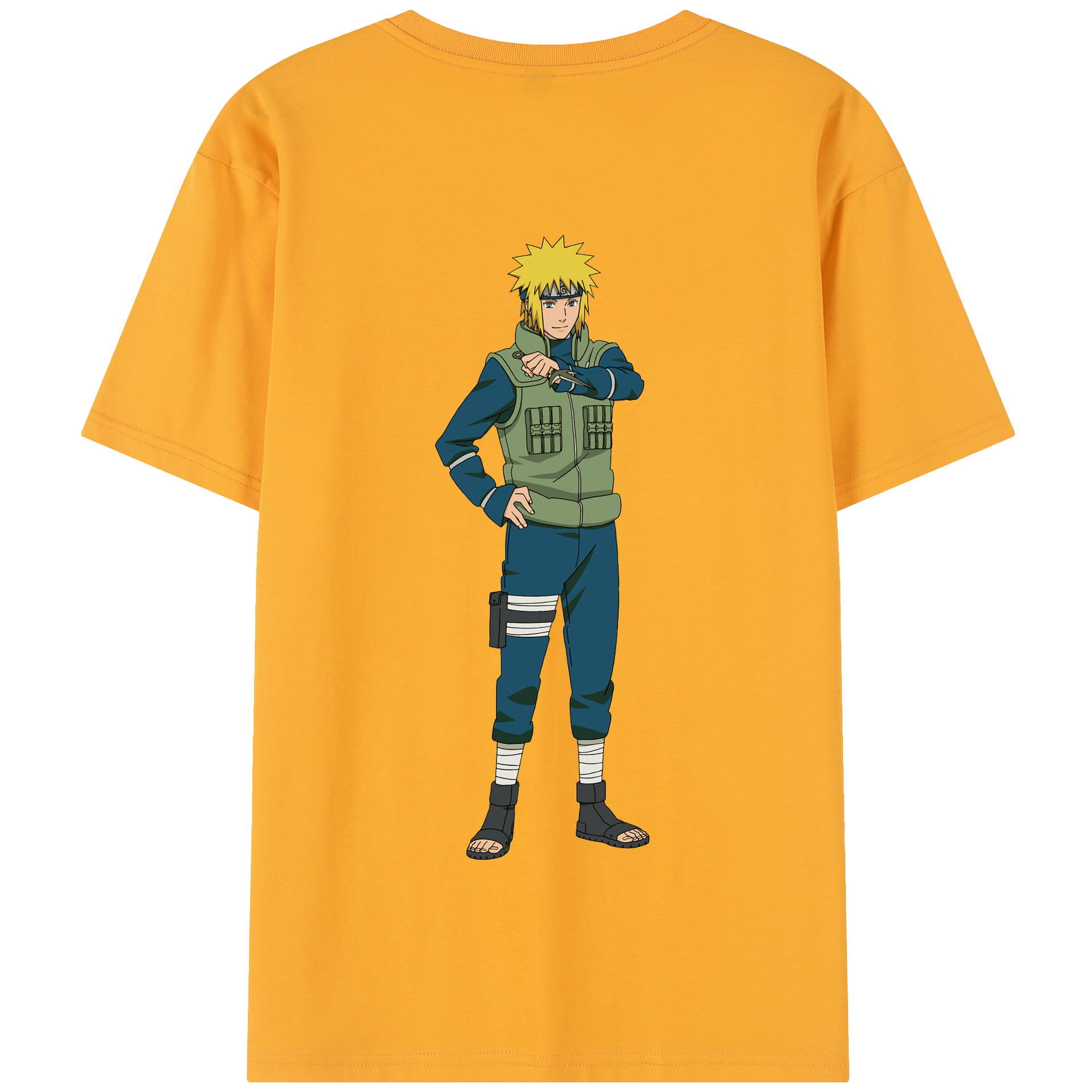 （画像用） NARUTO -ナルト- 波風 ミナト Namikaze Minato 綿100％半袖Tシャツ（背面プリント）
