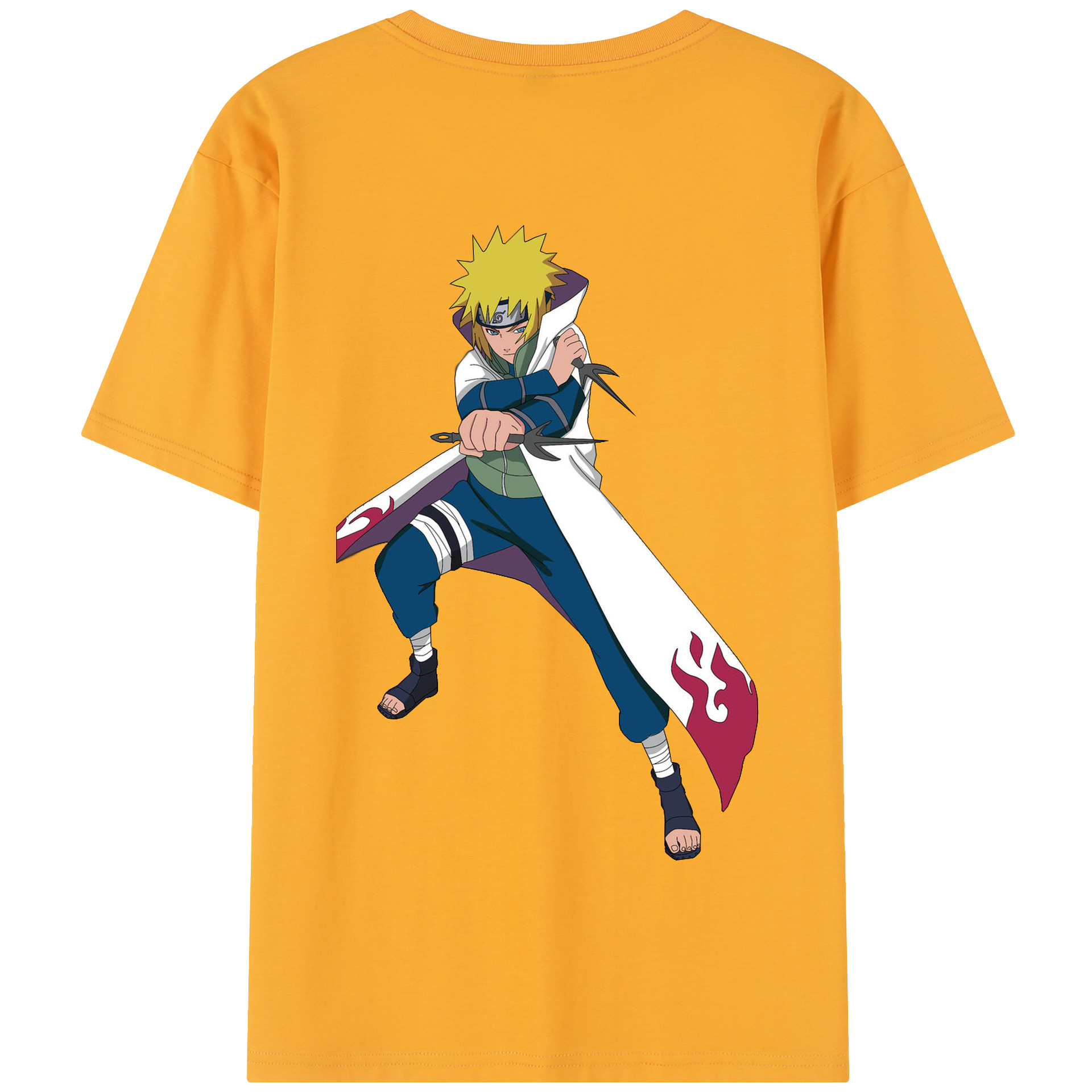 （画像用） NARUTO -ナルト- 波風 ミナト Namikaze Minato 綿100％半袖Tシャツ（背面プリント）