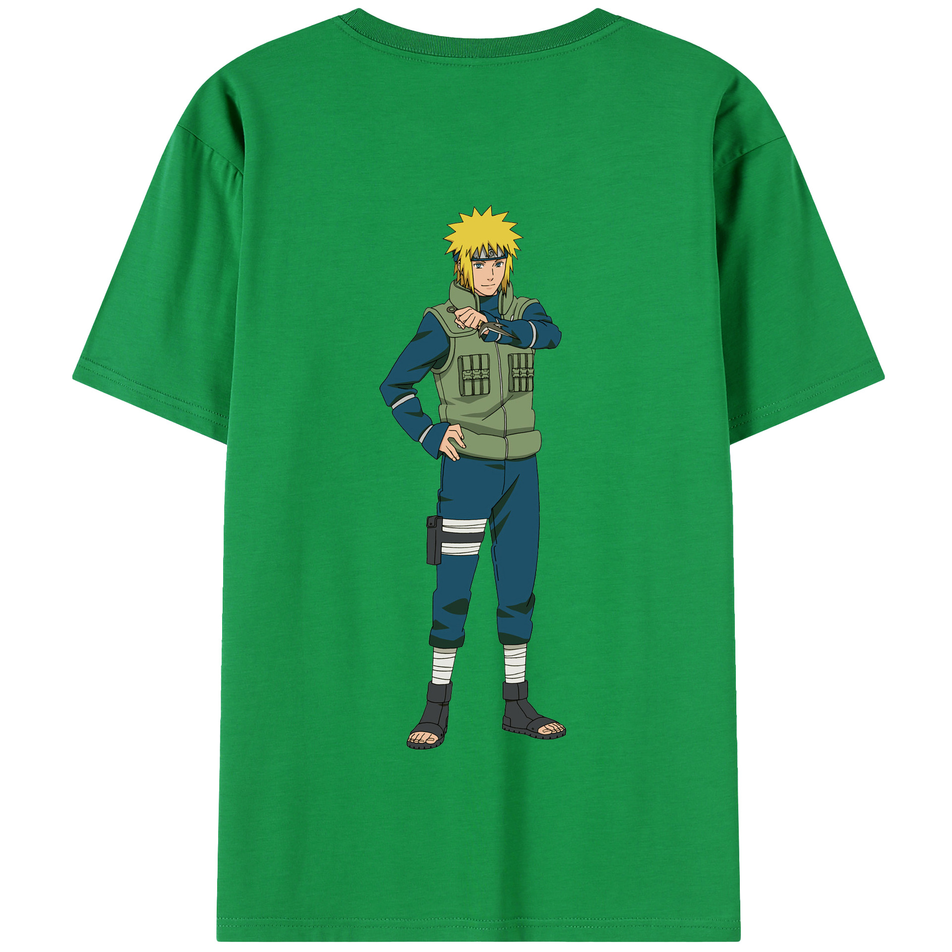 （画像用） NARUTO -ナルト- 波風 ミナト Namikaze Minato 綿100％半袖Tシャツ（背面プリント）