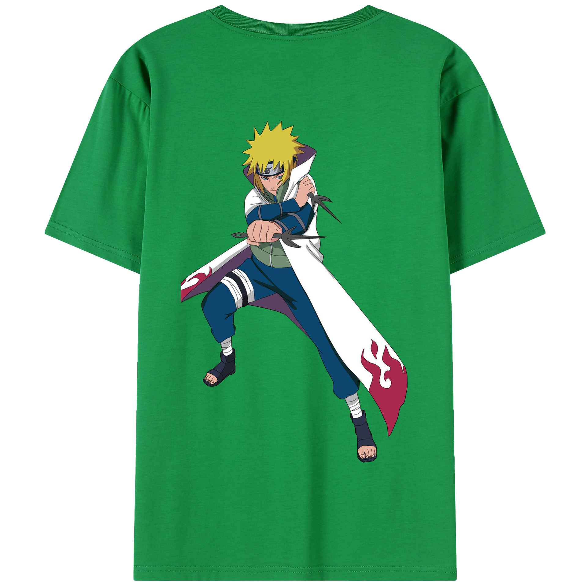 （画像用） NARUTO -ナルト- 波風 ミナト Namikaze Minato 綿100％半袖Tシャツ（背面プリント）