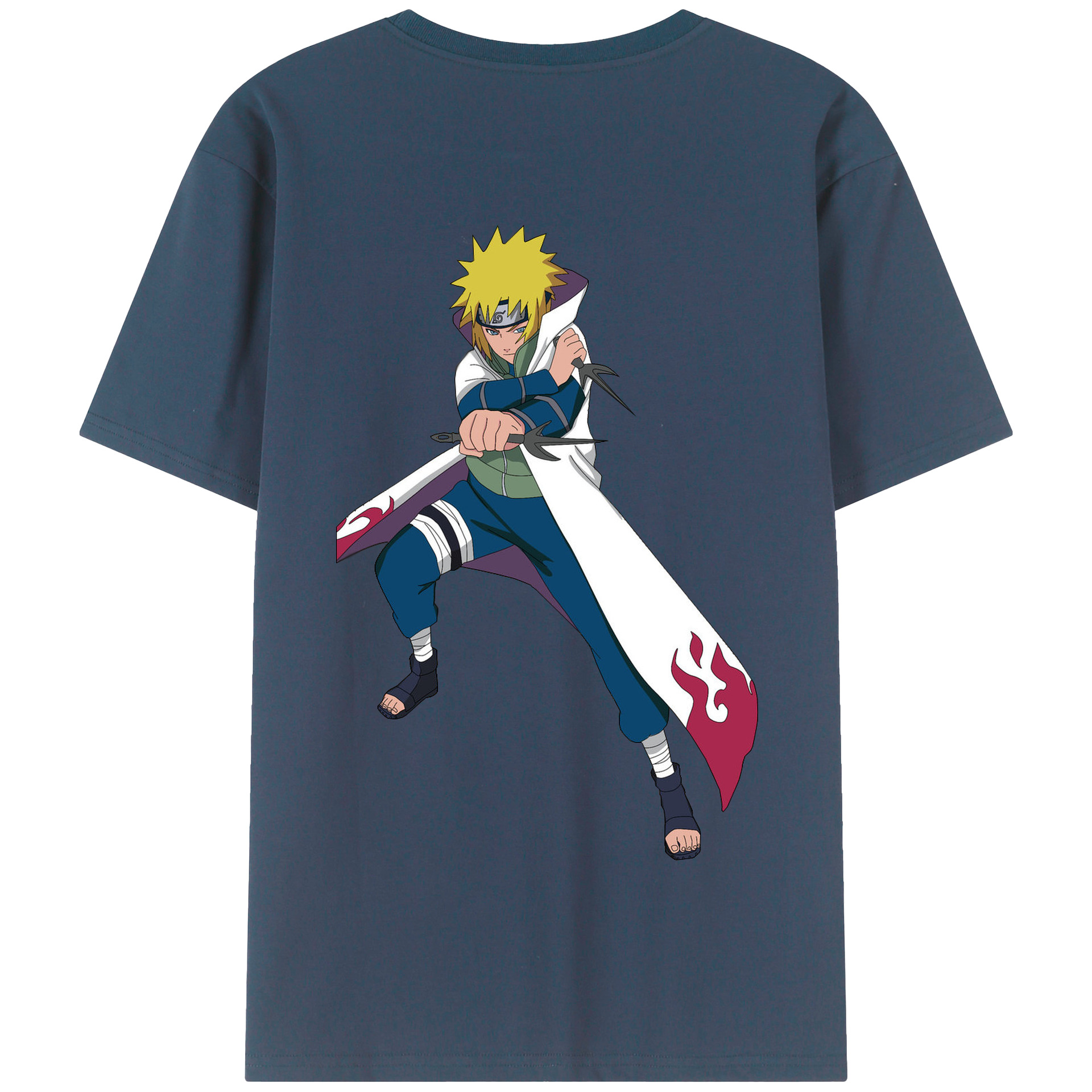 （画像用） NARUTO -ナルト- 波風 ミナト Namikaze Minato 綿100％半袖Tシャツ（背面プリント）