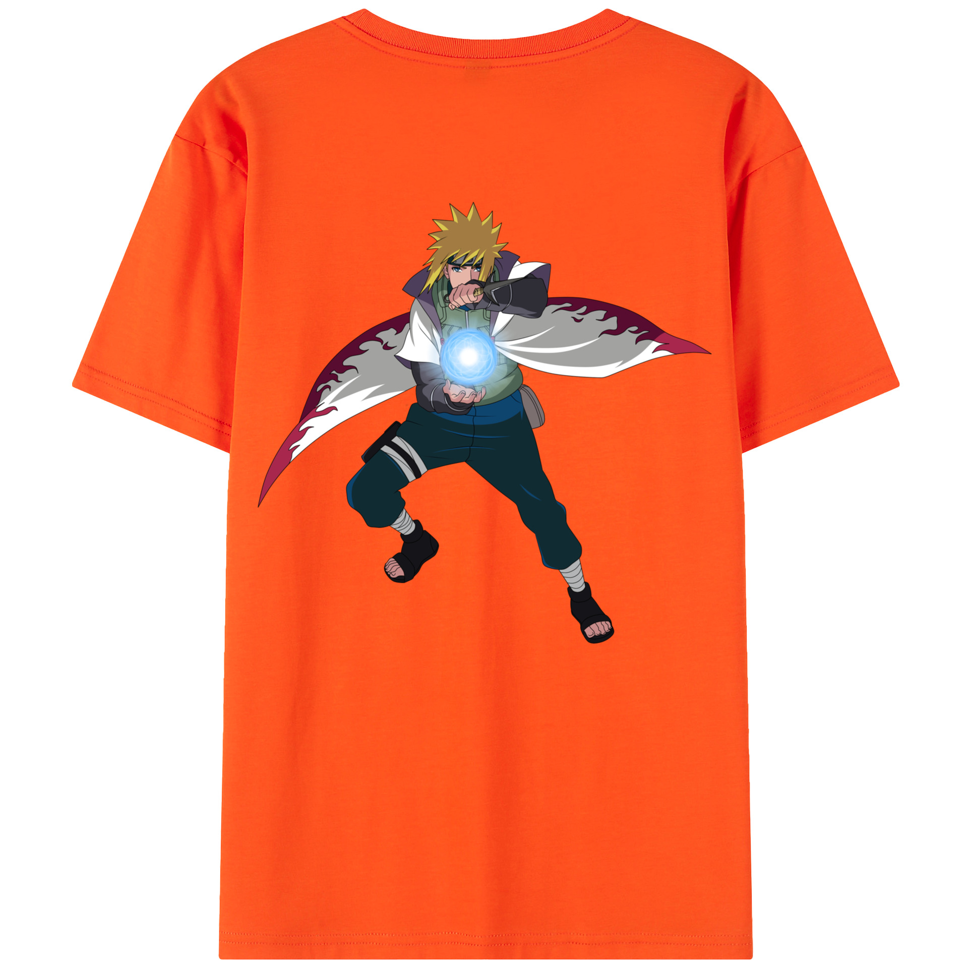 （画像用） NARUTO -ナルト- 波風 ミナト Namikaze Minato 綿100％半袖Tシャツ（背面プリント）