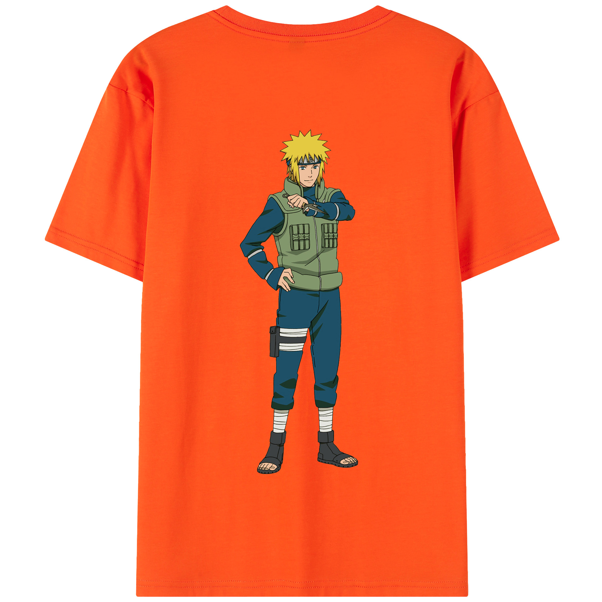 （画像用） NARUTO -ナルト- 波風 ミナト Namikaze Minato 綿100％半袖Tシャツ（背面プリント）