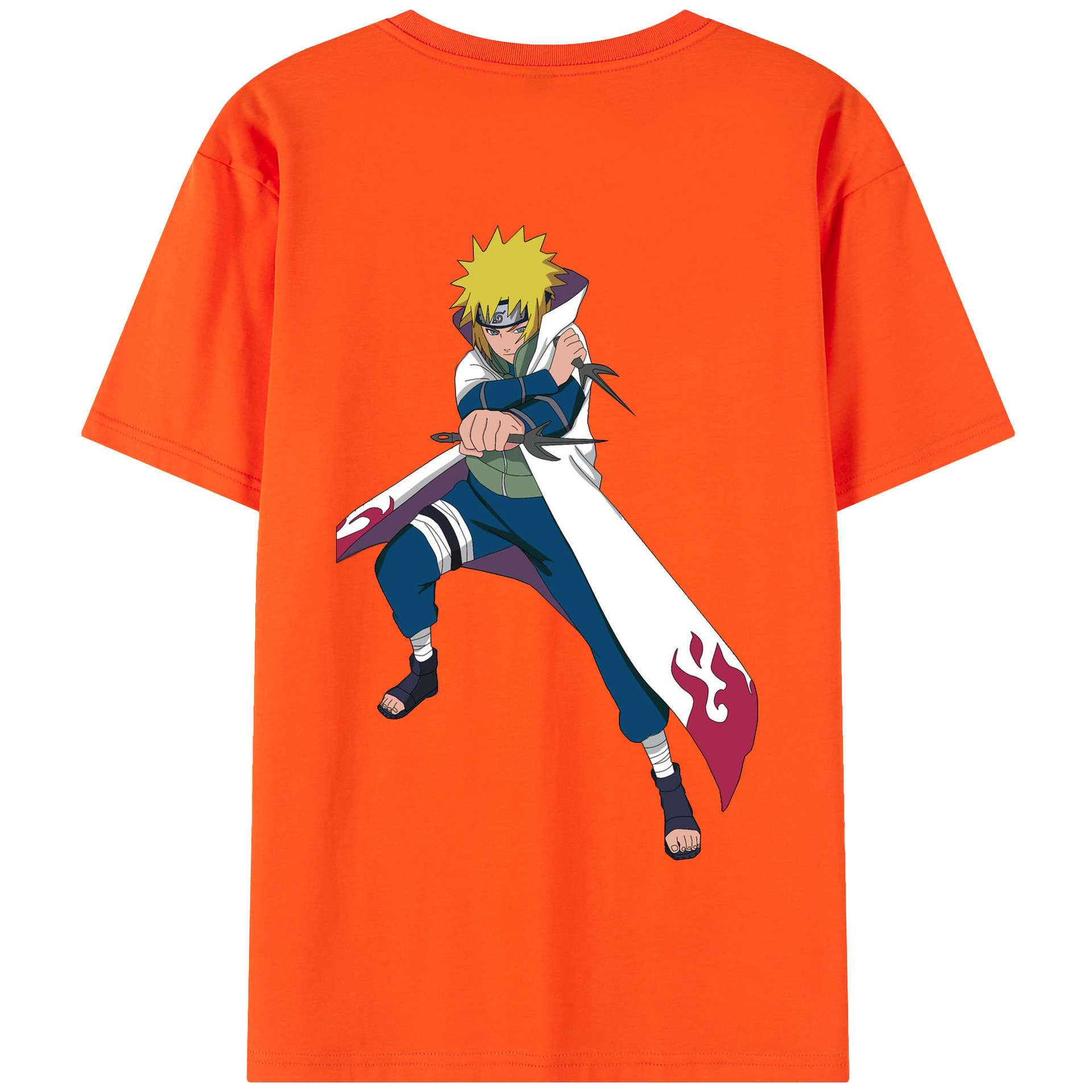 （画像用） NARUTO -ナルト- 波風 ミナト Namikaze Minato 綿100％半袖Tシャツ（背面プリント）