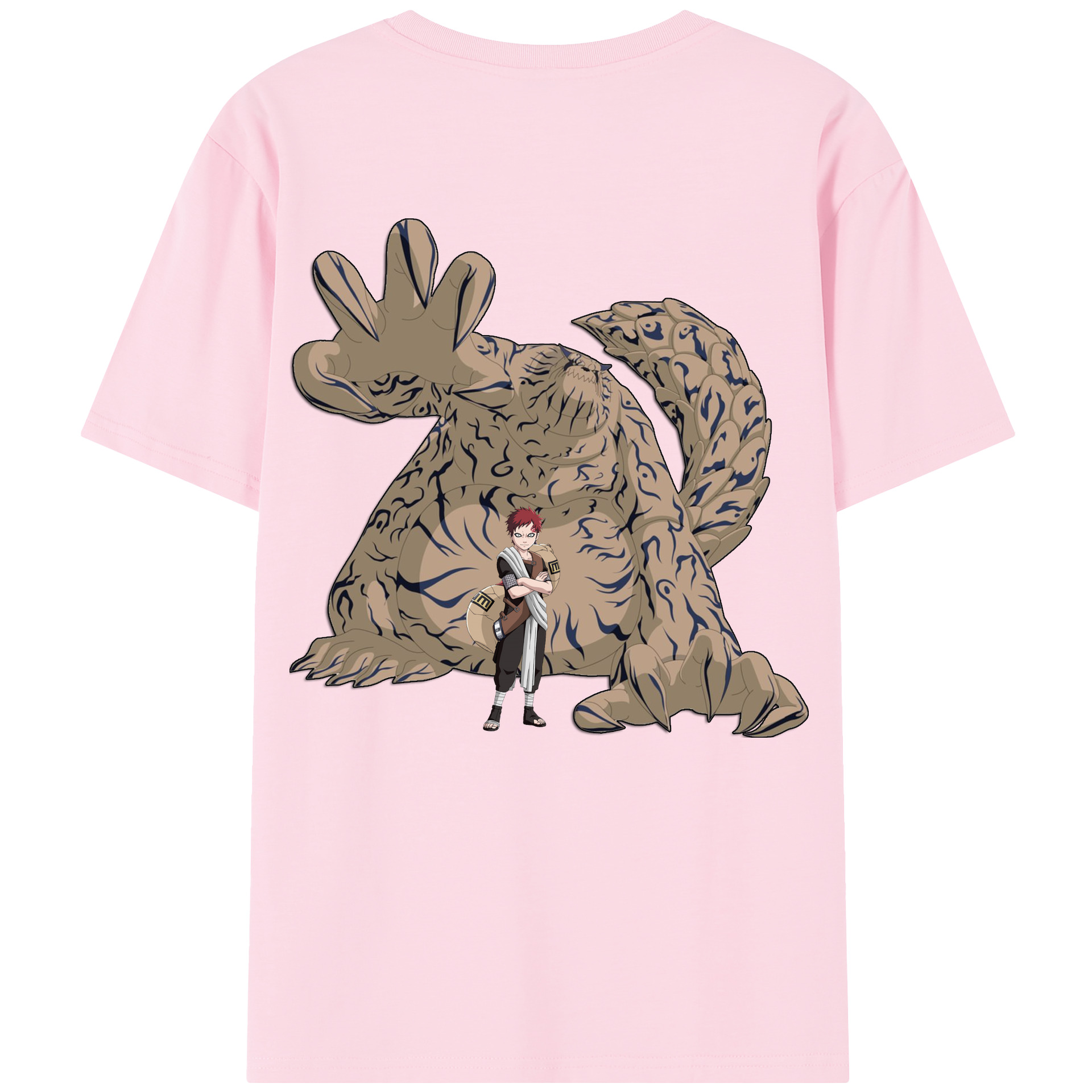 （画像用） NARUTO -ナルト- ガアラ Gaara 綿100％半袖Tシャツ（背面プリント）