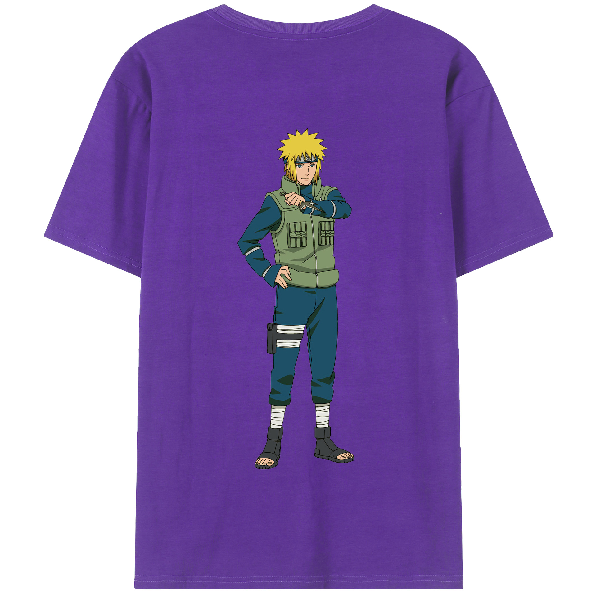 （画像用） NARUTO -ナルト- 波風 ミナト Namikaze Minato 綿100％半袖Tシャツ（背面プリント）