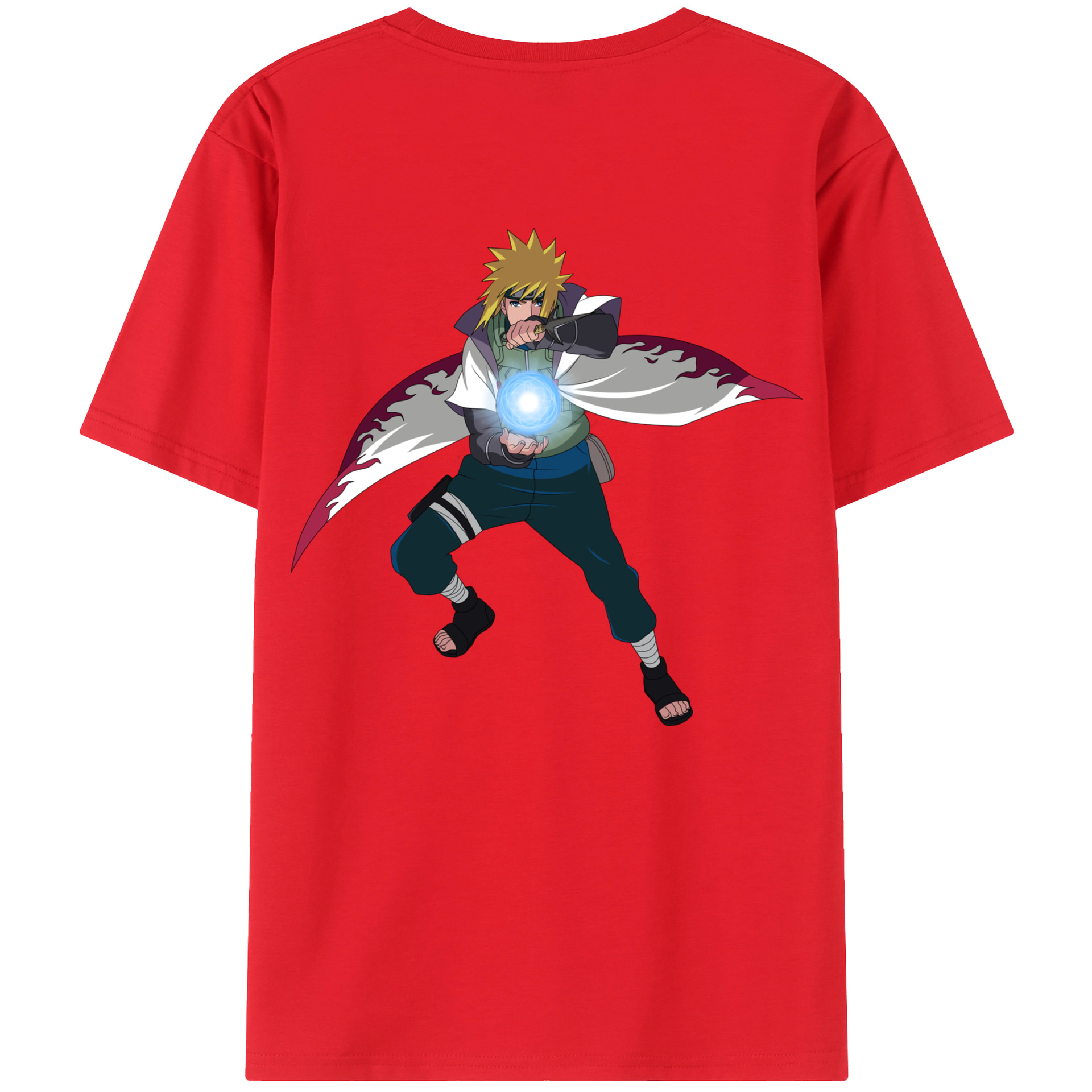 （画像用） NARUTO -ナルト- 波風 ミナト Namikaze Minato 綿100％半袖Tシャツ（背面プリント）