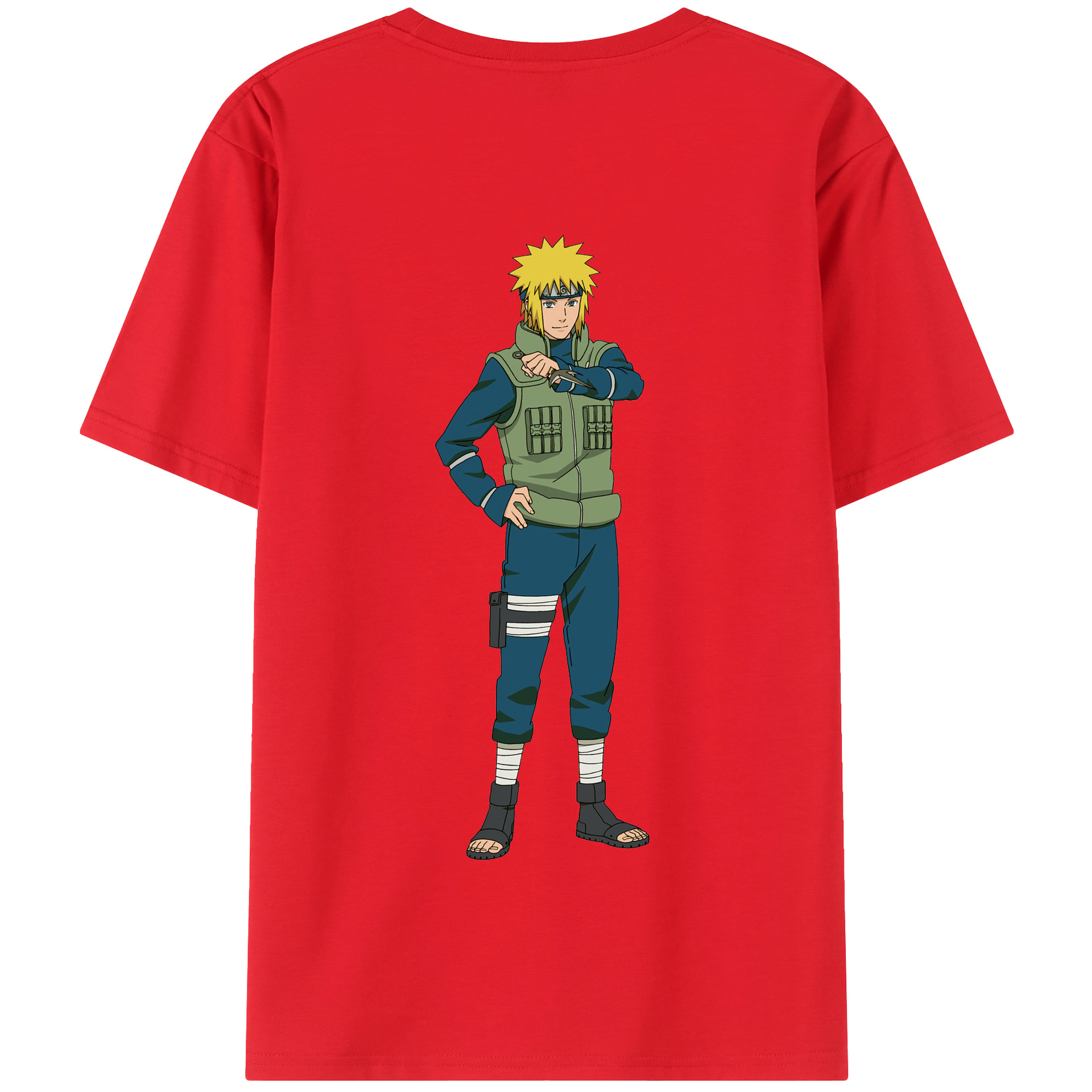 （画像用） NARUTO -ナルト- 波風 ミナト Namikaze Minato 綿100％半袖Tシャツ（背面プリント）