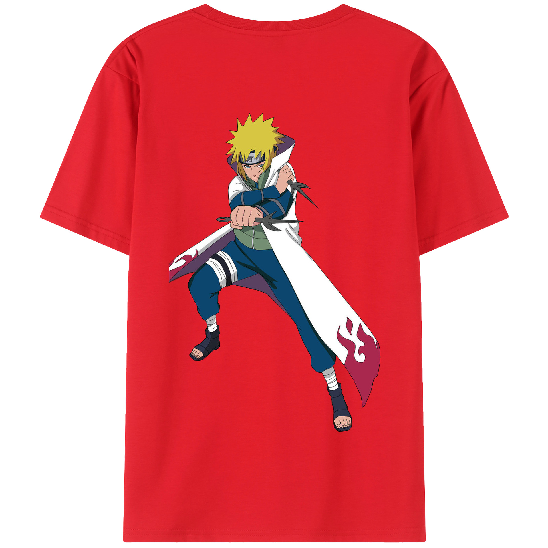 （画像用） NARUTO -ナルト- 波風 ミナト Namikaze Minato 綿100％半袖Tシャツ（背面プリント）