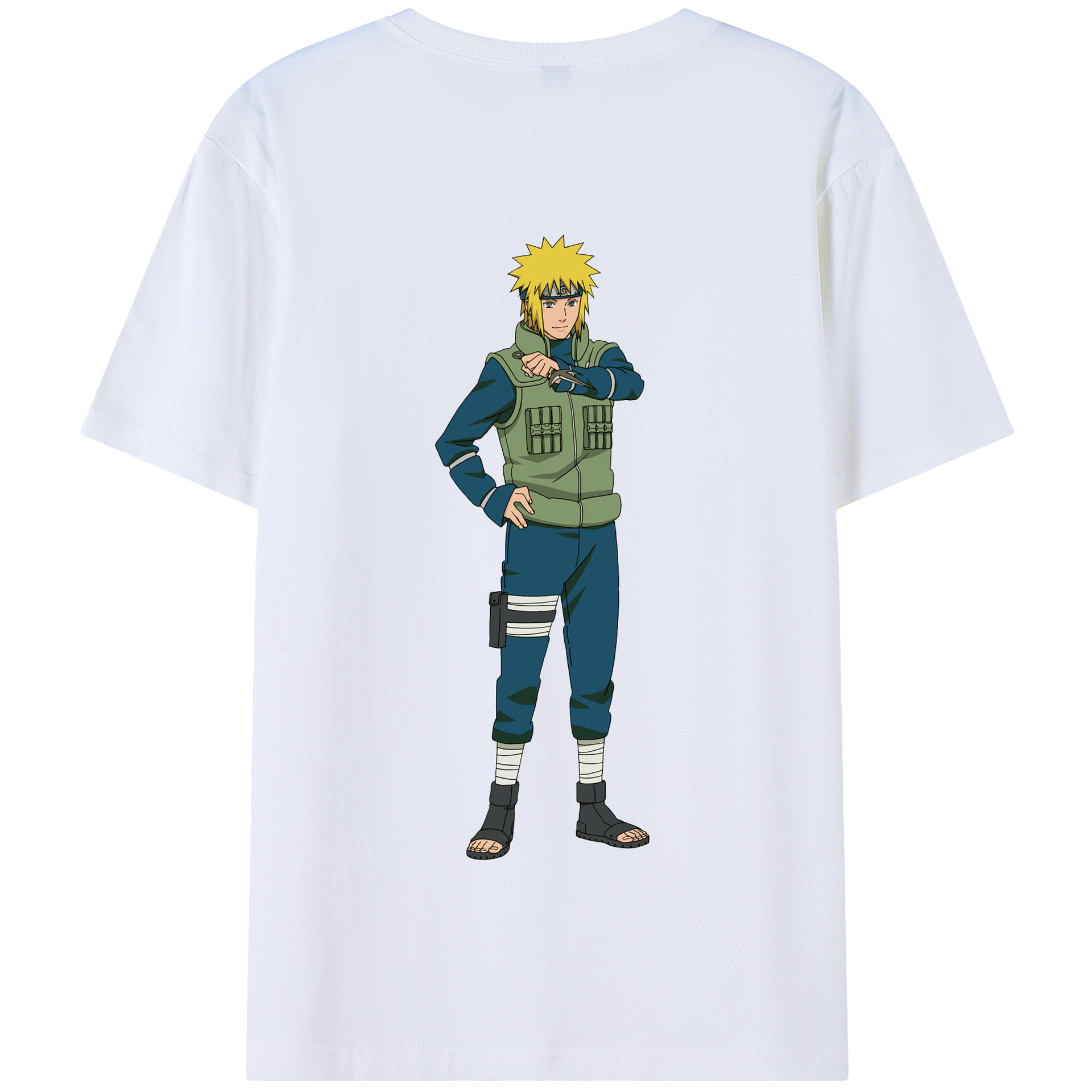（画像用） NARUTO -ナルト- 波風 ミナト Namikaze Minato 綿100％半袖Tシャツ（背面プリント）