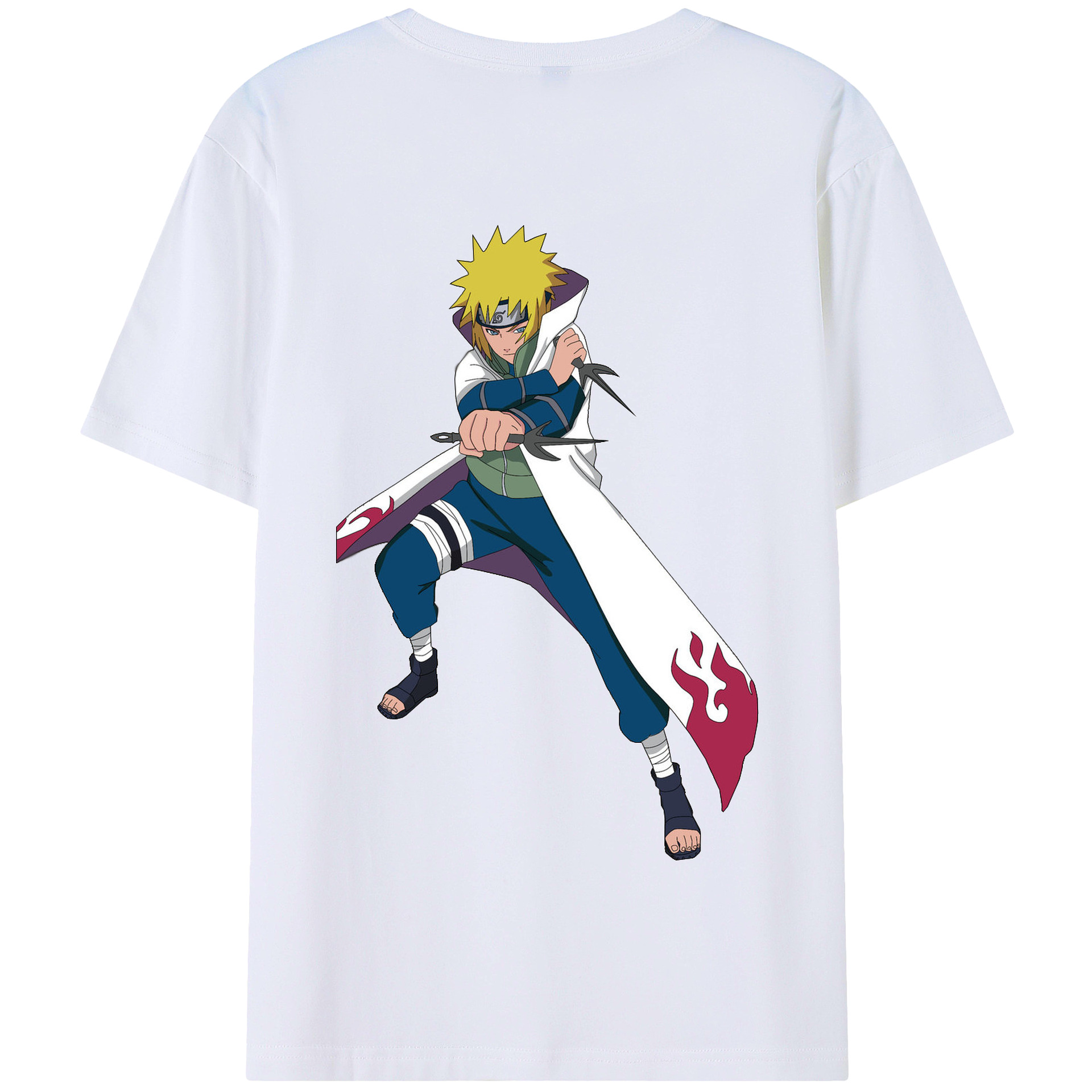 （画像用） NARUTO -ナルト- 波風 ミナト Namikaze Minato 綿100％半袖Tシャツ（背面プリント）
