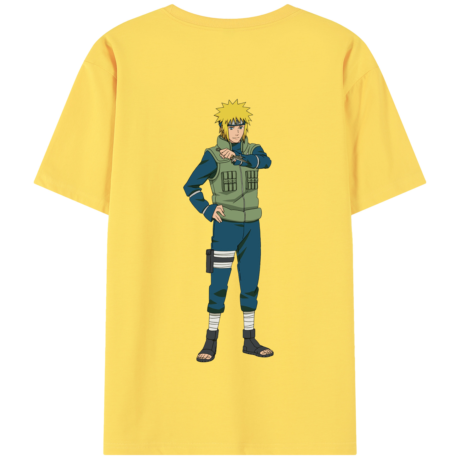 （画像用） NARUTO -ナルト- 波風 ミナト Namikaze Minato 綿100％半袖Tシャツ（背面プリント）