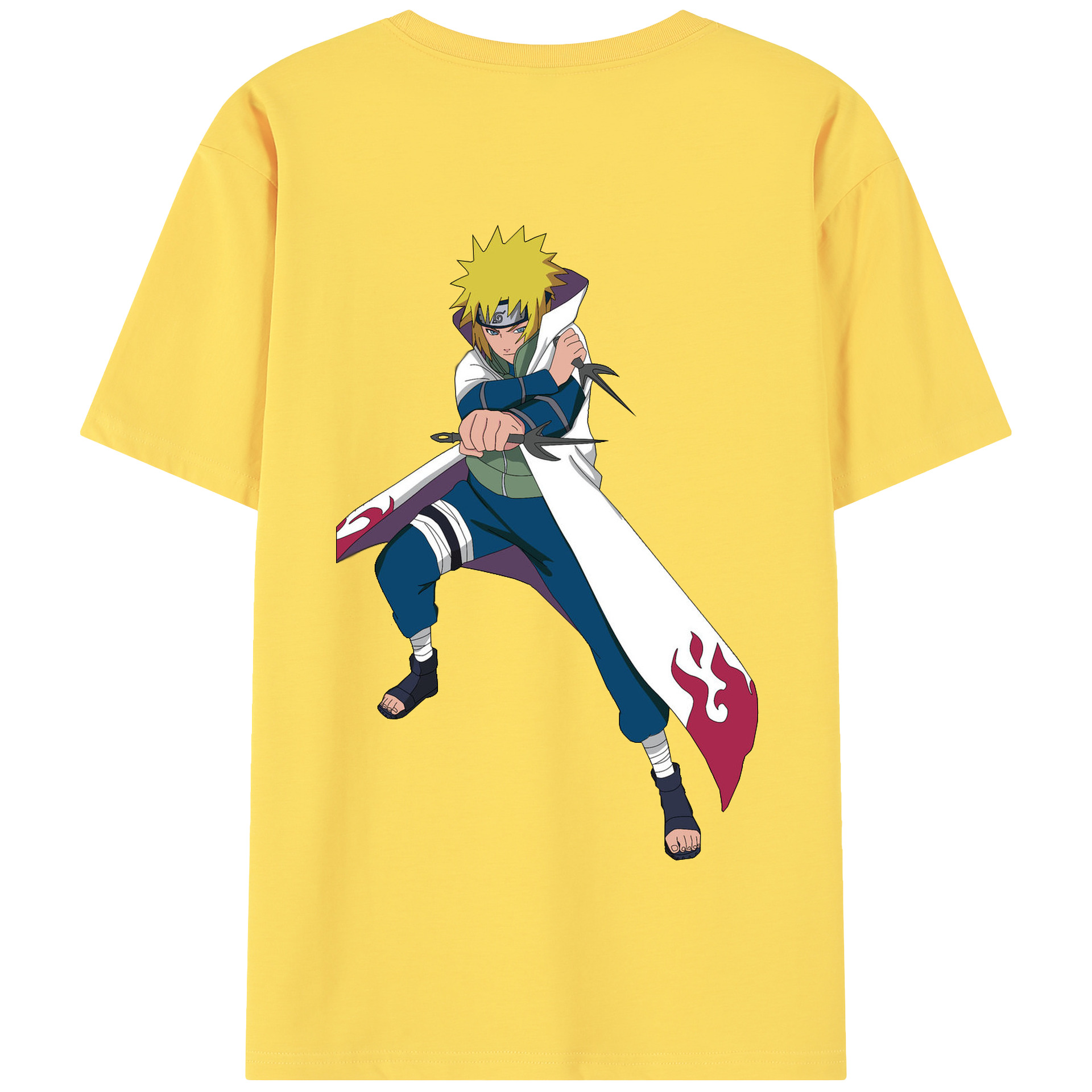 （画像用） NARUTO -ナルト- 波風 ミナト Namikaze Minato 綿100％半袖Tシャツ（背面プリント）