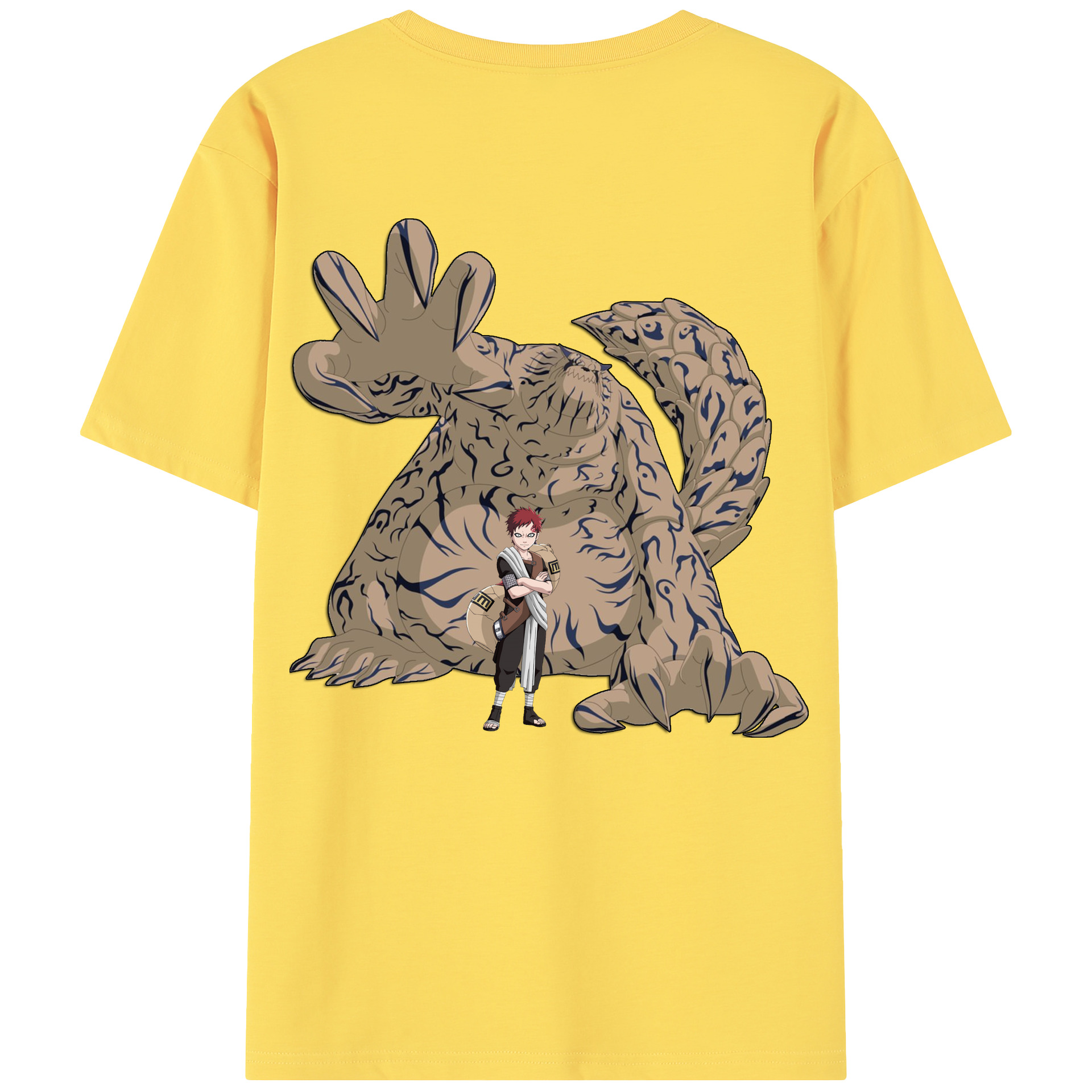 （画像用） NARUTO -ナルト- ガアラ Gaara 綿100％半袖Tシャツ（背面プリント）
